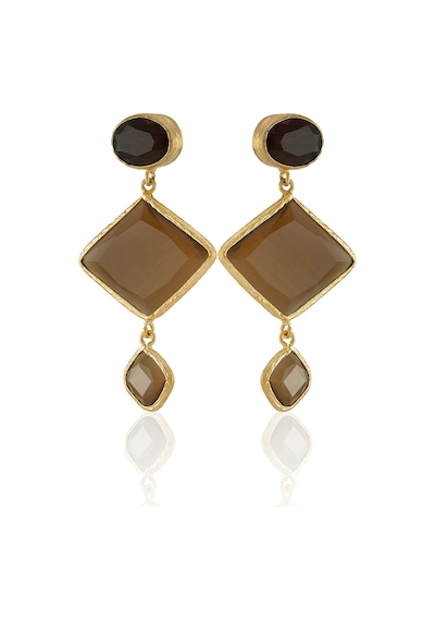 Kadir Jewellery 22 Ayar Altın Kaplama Kadın Sallantılı Küpe -el İşçiliği Ve Hipoalerjenik Küpe Kahverengi 96764667