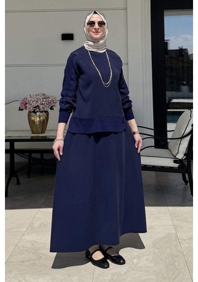 Rabia Şamlı İpek Modal Takım Lacivert Normal