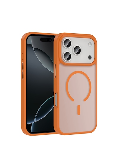 Apple Uyumlu iPhone 17 Pro Max Kılıf M-safe Şarj Özellikli Mat Arka Yüzey Sio Kılıf Turuncu