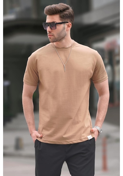 Madmext Kapuçino Regular Fit Basic Erkek Tişört 6131-kapuçino Bej