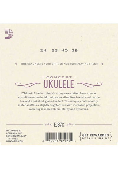 D'addario Ej87C Concert Ukulele Takım Tel