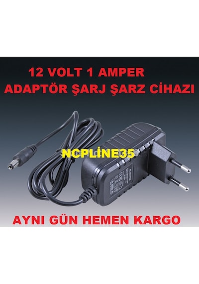 12 Volt 1 Amper Adaptör Şarj Cihazı Aleti Adsl Vdsl Modem Adaptör