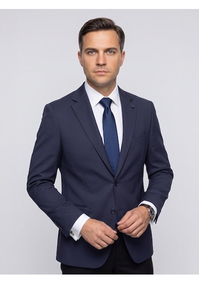 Plus Scorpion Erkek Slim Fit Ceket Likralı Fitilli Kumaş, Çift Düğmeli Tek Yırtmaçlı Modern Tasarım Lacivert