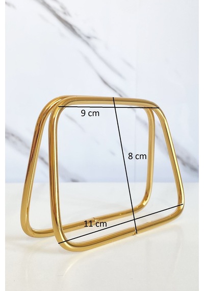 Vollen Yarn Metal Kare Model Çanta Sapı 11 Cm, Altın Sarı Altın