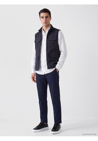 Lcwaıkıkı Classic Lacivert Regular Fit Dik Yaka Erkek Avcı Yeleği