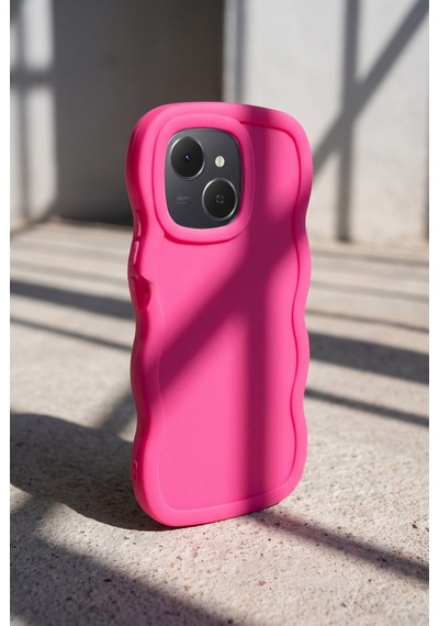Tecno Spark 40c / Pop 10 Pro Uyumlu Dalgalı Tasarım Kamera Korumalı Mat Silikon Telefon Kılıfı-54220 Kırmızı