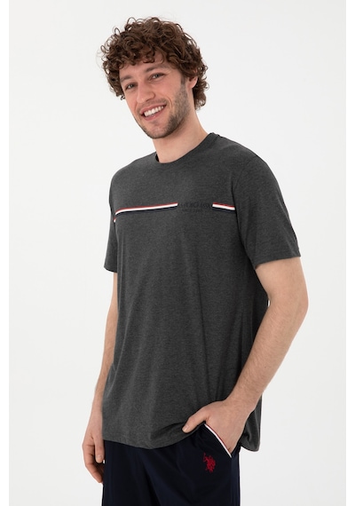 U.S. Polo Assn. Erkek Bisiklet Yaka Antrasit Melanj Pijama Takımı 50309174-VR081