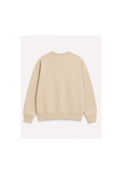 Herkesemoda Turuncu Çiçekler Baskılı 2 İplik Şardonlu Bisiklet Yaka Sweatshirt Bej