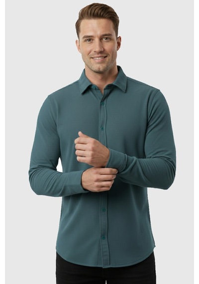 Rizzup Yeşil Slim Fit Örme Kumaş Likralı Erkek Gömlek Nefes Alan Esnek Ve Modern Tasarım 2602604 Rizzup Yeşil Slim Fit Örme Kumaş Likralı Erkek Gömlek Nefes Alan Esnek Ve Modern Tasarım 2602604