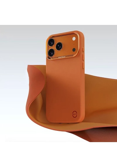 Apple Uyumlu iPhone 17 Pro Max Kılıf M-safe Şarj Özellikli Polimerik Deri Urban Nano Kapak Turuncu Turuncu