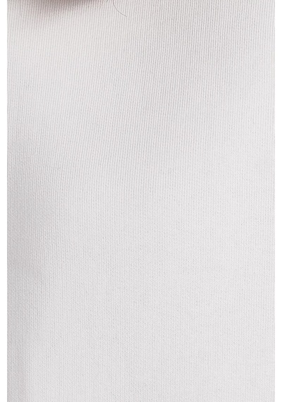Tudors Kadın Relax Fit Rahat Kesim Pamuklu İçi Polarlı Yarım Fermuarlı Beyaz Dik Yaka Sweatshirt-37887 Beyaz