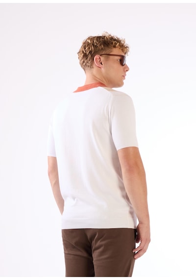 Dufy Kiremit Blok Desen Erkek Triko - Slim Fit KIREMIT