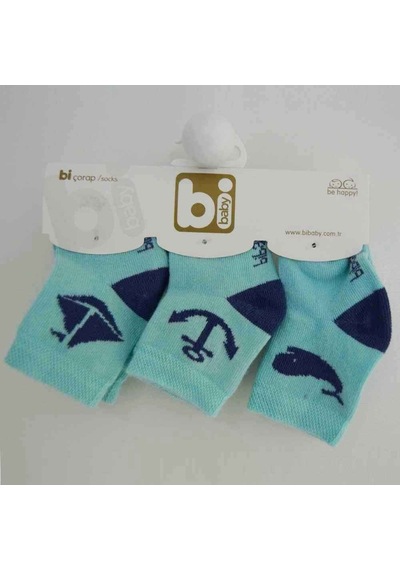 KitiKate Bibaby 68106 Marine 3'lü Bebek Çorabı 0-3 Ay IB10588