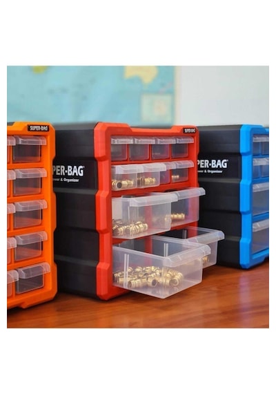 Tekreyonda Super Bag Monoblok Çekmeceli Organizer Vida Boncuk Kutusu Hobi Organizer 12 Çekmece Asr6007 Monoblok