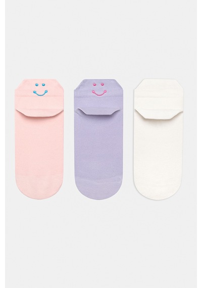 Penti Smile Back Tab 3lü Mor Pembe Patik Çorap