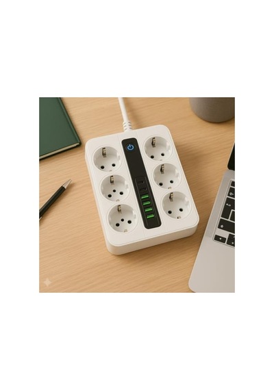 Akıllı Çoklu Priz, 6 Priz + 4 Usb Çıkışı