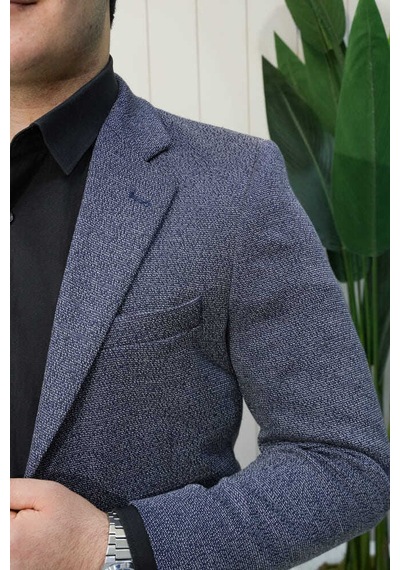 Bys Beystil Sivri Yaka Kırçıllı Lacivert Blazer Ceket Britanya - Slim Fit