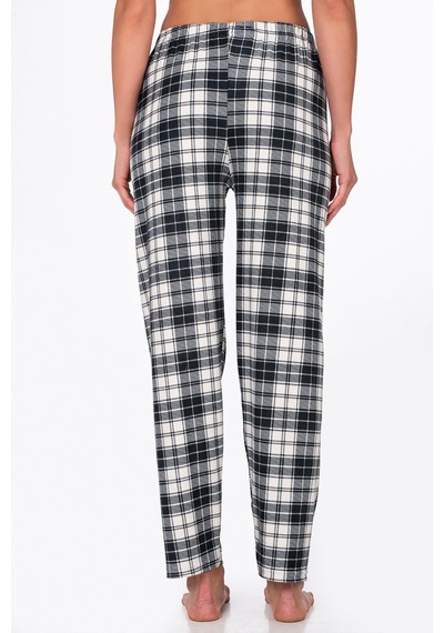Kompedan Kadın Süet Siyah Kareli Pijama Tek Alt Desen 12
