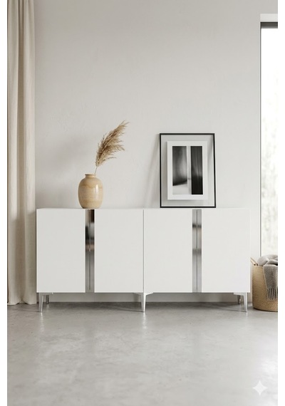 Ka1898bs Anka Konsol Ve Tv Sehpası Beyaz-silver 180cm