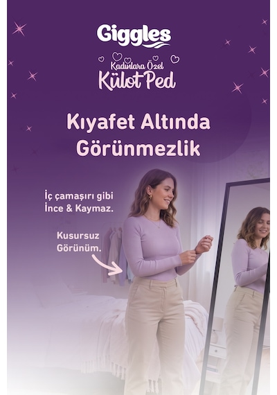 Giggles Külot Ped 52-100 Bel Ölçüsü 360 Esnek Beden Sızdırmaz Regl Gece Külodu 1 Paket 4 Adet