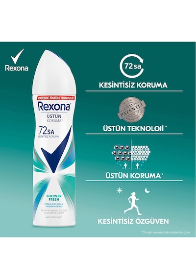 Rexona Shower Fresh 72 Saat Kadın Sprey Deodorant 3 x 150 ML