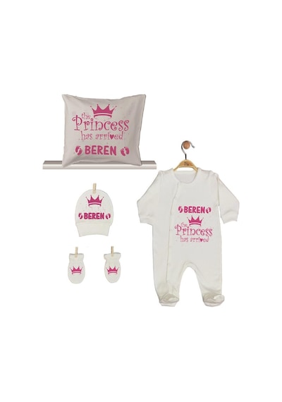 Pia Baby Gl 1906-04 İsme Özel Yastık Tulum Set Pembe