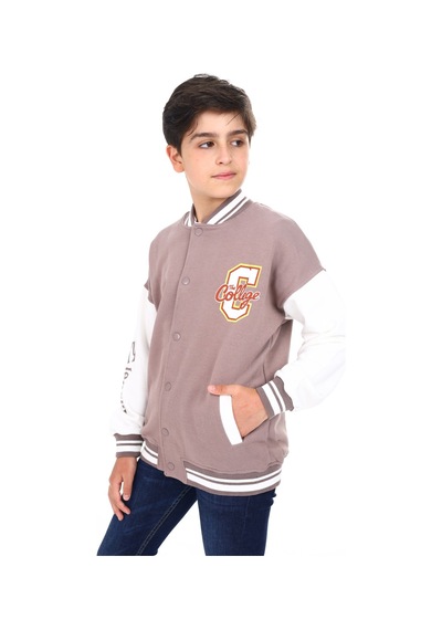 Toontoy Erkek Çocuk Baskılı Kolej Hırka Kahve