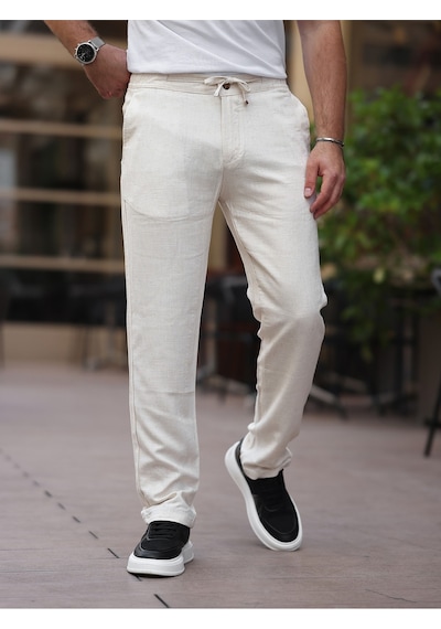 Keten Jogger Pantolon Krem