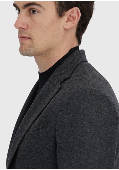 Ramsey Antrasit Desenli Zeroweight Slim Fit %100 Yün Ceket