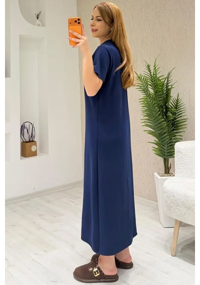 Fiolin Soft Touch Modal Kısa Kollu Elbise Lacivert