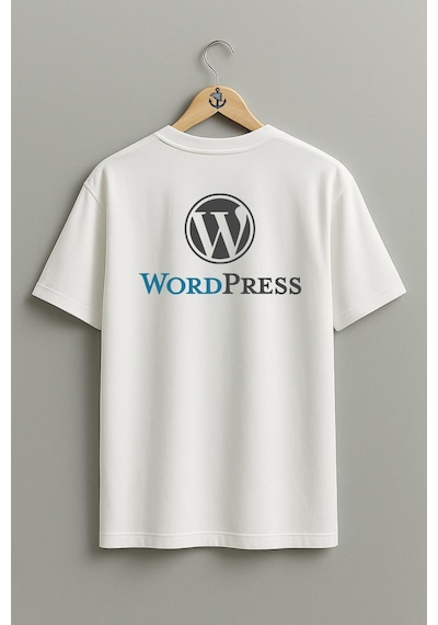 Bahriyeli Collection Oversize Wordpress Logo Blog Sırt Tasarımlı Unisex T-shirt Beyaz