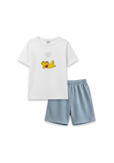 Harıbo Haribo Lisanslı Ayıcık Baskılı Şortlu Pijama Takımı Mavi