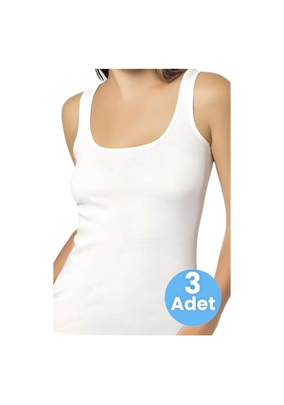 Tezzgelsin Kadın Kalın Askılı Pamuklu Atlet 3'lü Set Beyaz
