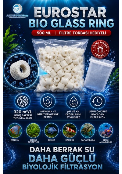 Akvaryum Filtre Malzemesi - Bio Glass Ring 500 Ml - Yüksek Gözenekli Seramik - File Hediyeli - Üstün Bakteri Tutma Performansı