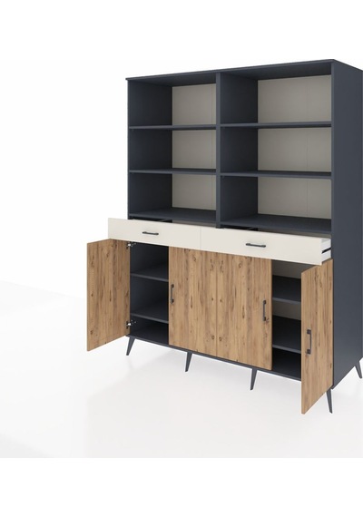 Kronos Gardrop 10 Raflı 2 Çekmeceli 4 Kapaklı 176x59x221 Antrasit-çam/aytaşı Çam/aytaşı Kronos Gardrop 10 Raflı 2 Çekmeceli 4 Kapaklı 176x59x221 Antrasit-çam/aytaşı Çam/aytaşı
