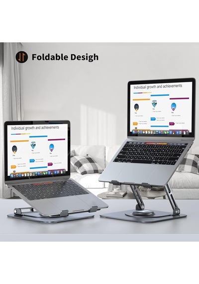 Masa İçin Dizüstü Bilgisayar Standı, 360 Dönebilen Tabanlı Ayarlanabilir Bilgisayar Standı, İşbirliğine Dayalı Çalışma İçin Ergonomik Dizüstü Bilgisayar Yükselticisi, Katlanabilir Ve