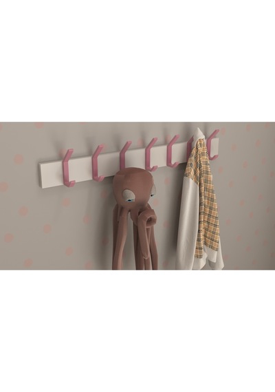 Hepsi3boyutlu Modern Duvar & Kapı Kanca Askılık - 7 Adet Pembe Kanca Askılık - Model No : 1 Pembe