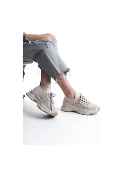 Kadın Rocco Ten Triko Taşlı Spor Ayakkabı & Sneaker Ten