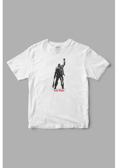 "team Negan" Negan The Walking Dead Twd Baskılı Tişört Beyaz