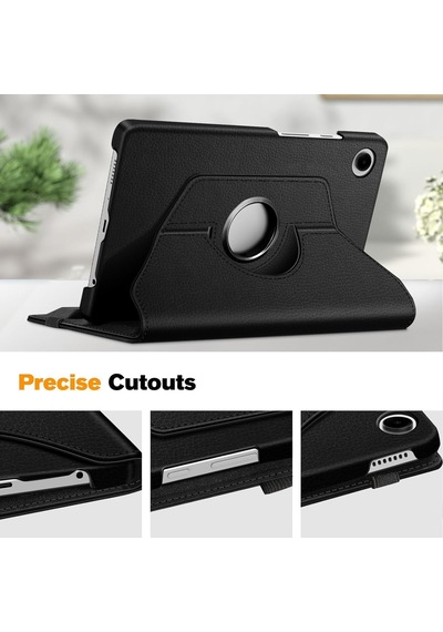 Samsung Uyumlu Galaxy Tab A9 Plus X210/galaxy Tab A11+ Yatay Ve Dikey Standlı 360 Derece Döner Tablet Kılıfı Siyah