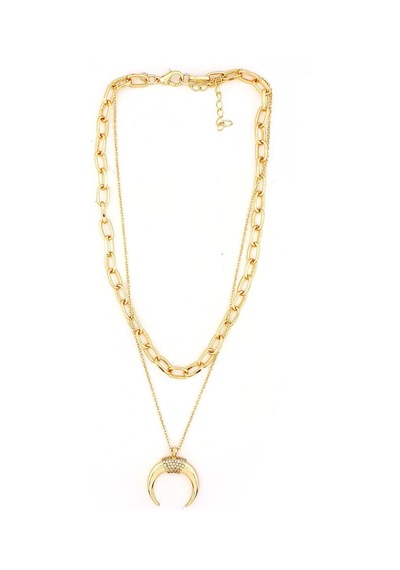 Gold, Ikili Hilal Kolye Gold - 130583336 Gold