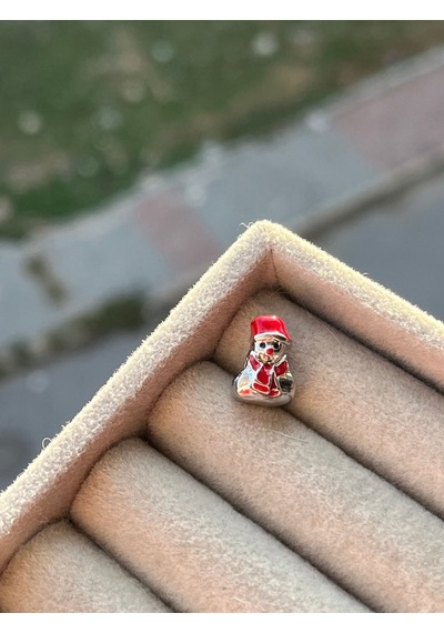 Kaşkollu Kardan Adam Charm Gümüş Kaplama