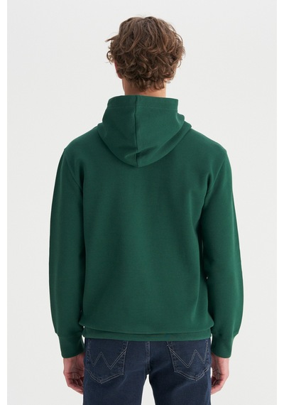 Wrangler Pamuklu Regular Fit Normal Kesim Kapüşonlu Logo Detaylı Sweatshirt Yeşil