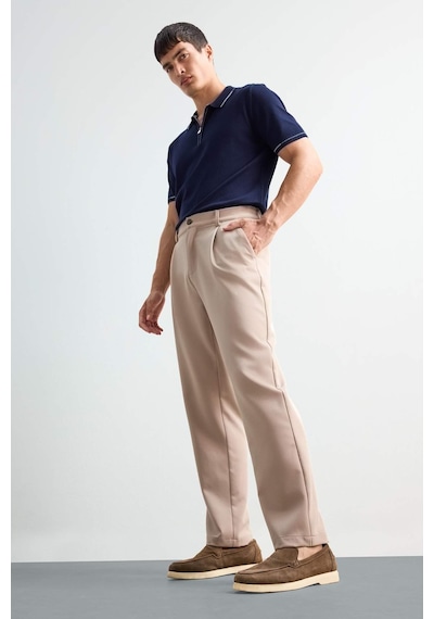 Defacto Straight Fit Pileli Cepli Düz Paça Kumaş Pantolon F7140ax25aubg315 Bej