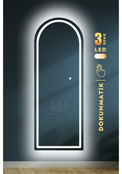 Lazer Kumlamalı Ledli Boy Aynası Beyaz