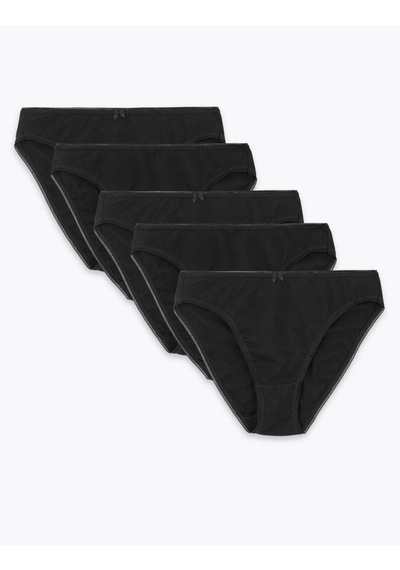 Marks & Spencer 5'li Cotton Lycra High Leg Külot Seti Siyah