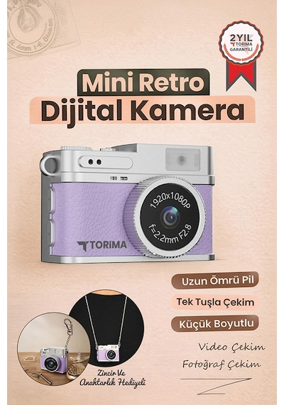 Mini Dijital Kamera Selfie Video Vlog Kamerası Mini Anahtarlık 1080p Cmr35 Mor