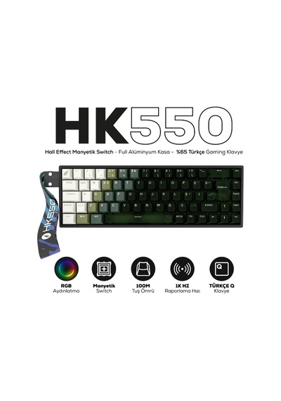 Hawk Gaming Hk550 Hall Effect Manyetik Switch Rapid Trigger Rgb Ckckhwk0035