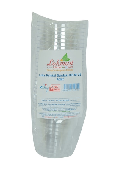 Lokman Avm Lüks Kristal Bardak Sert Plastik Çay Kahve Su Otomat Bardağı 180 ML 25'li 1 Paket