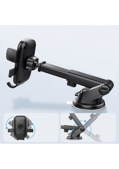 Araç İçi Telefon Tutucu Vantuzlu Teleskopik Kollu Dashboard Ve Cam Uyumlu Ayarlanabilir Telefon Standı